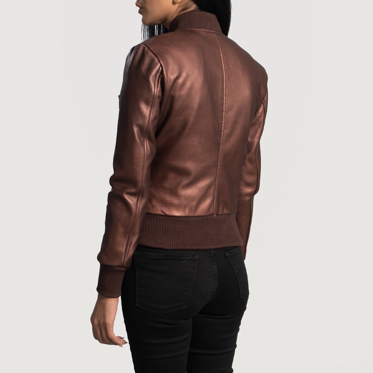 Reida Maroon Leather Bomber Jacket