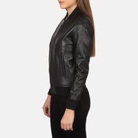 Bliss Black Leather Bomber Jacket