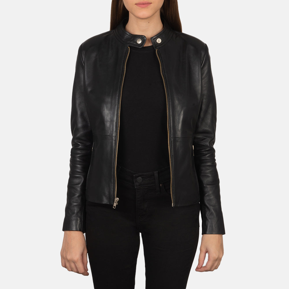 Rave Black Leather Biker Jacket