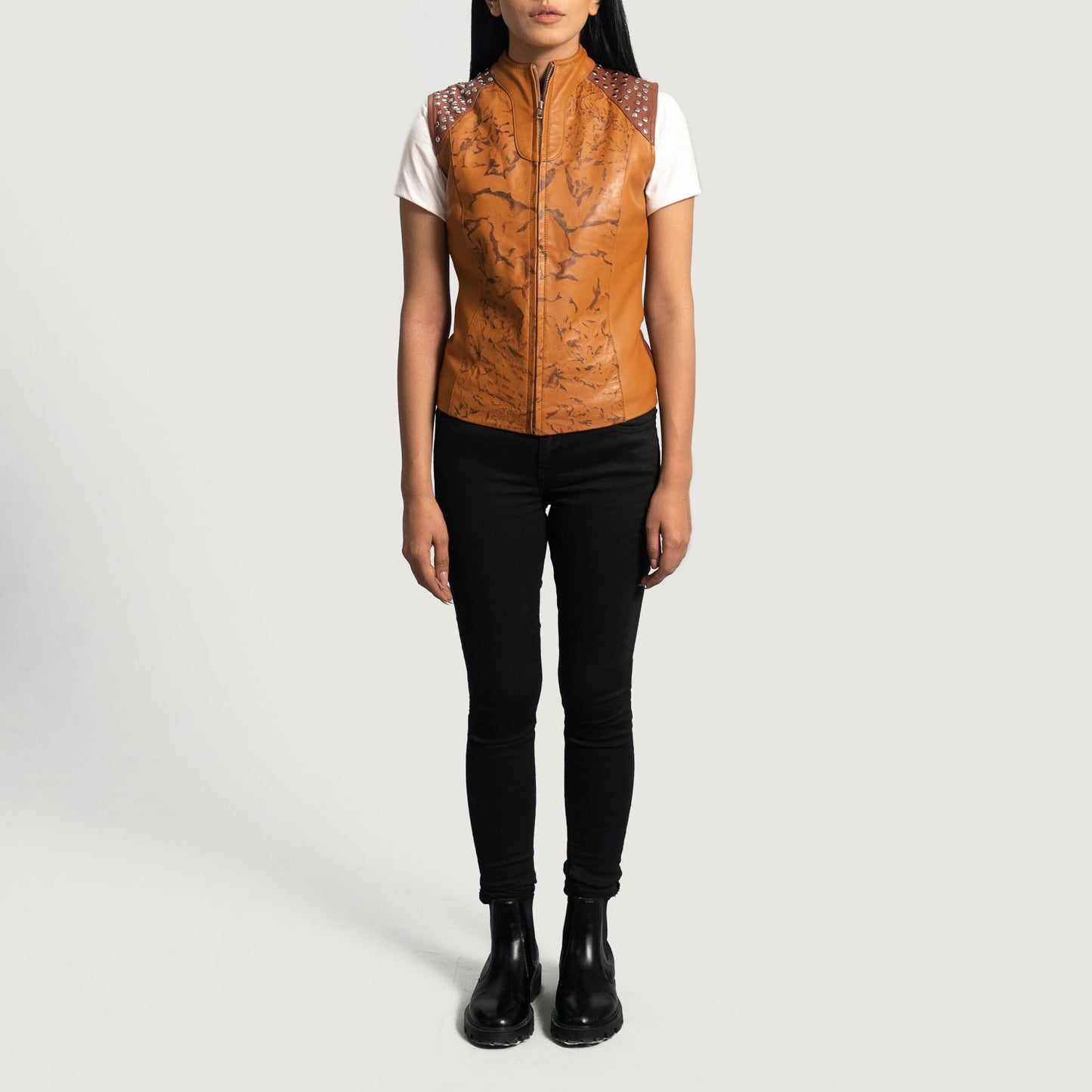 Westina Tan Dye Leather Vest