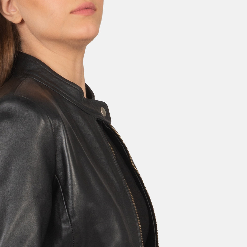 Rave Black Leather Biker Jacket