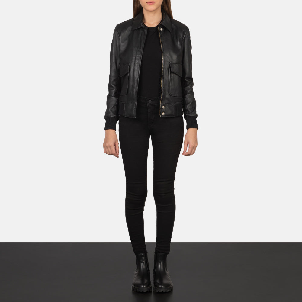 Westa A-2 Black Leather Bomber Jacket