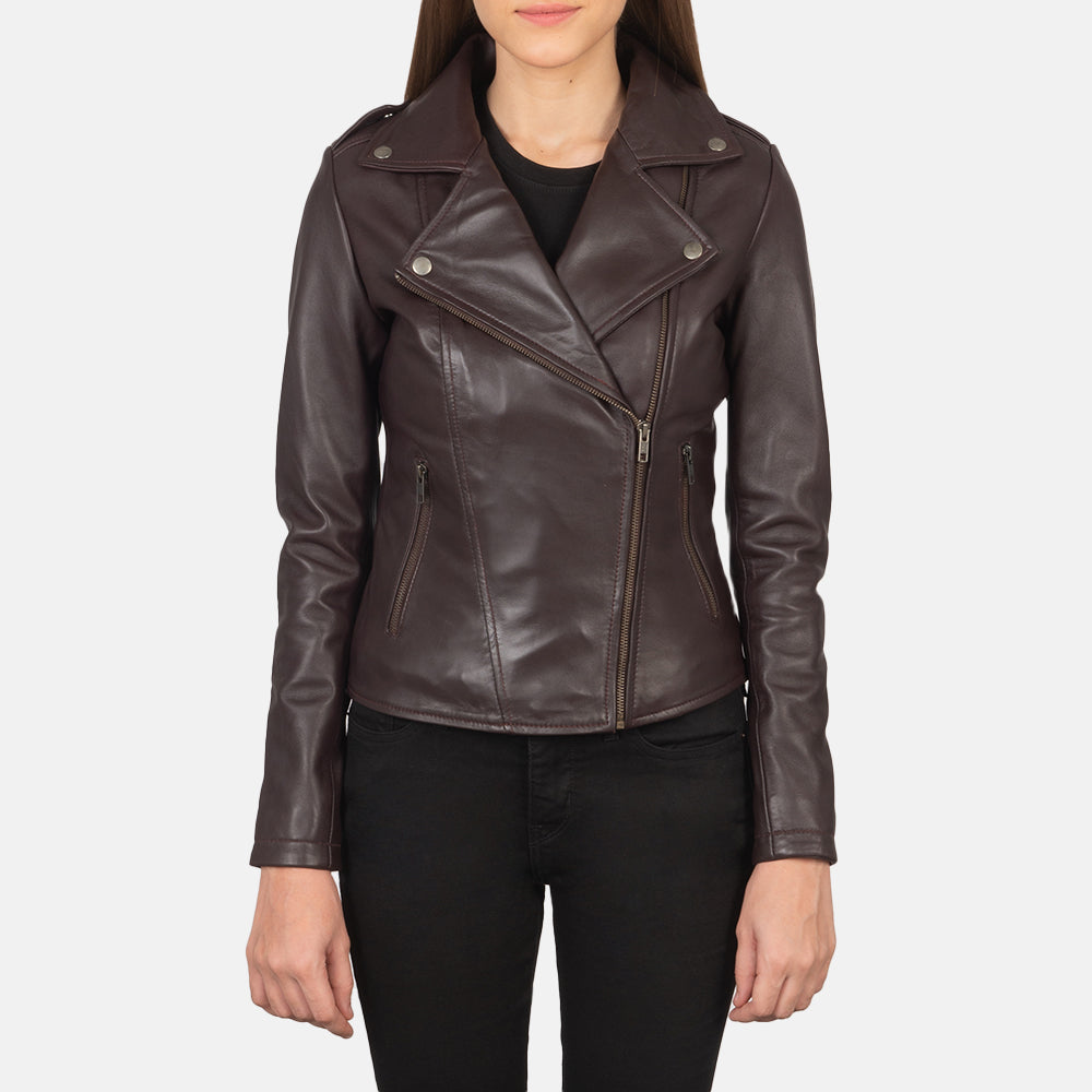 Flashback Maroon Leather Biker Jacket