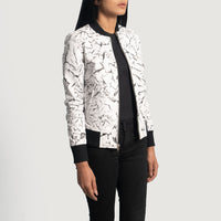 Donna Blake White Leather Bomber Jacket