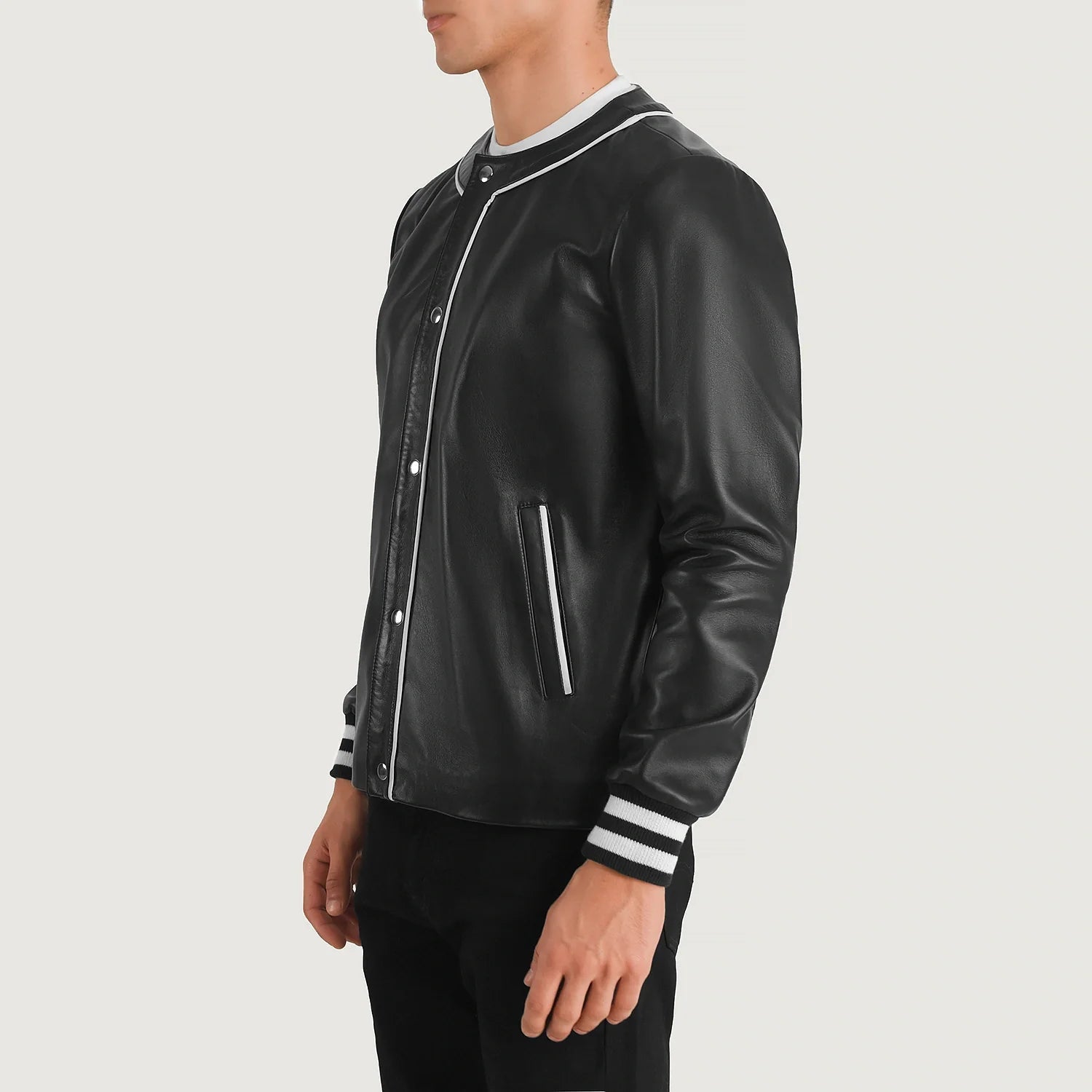 Willis Black Leather Varsity Jacket