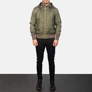 Hanklin Ma-1 Green Hooded Bomber Jacket