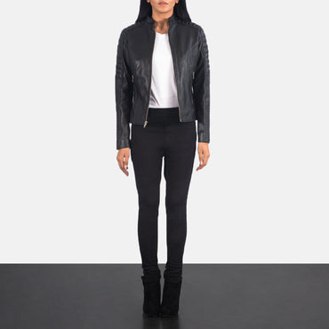 Adalyn Quilted Black Leather Biker Jacket